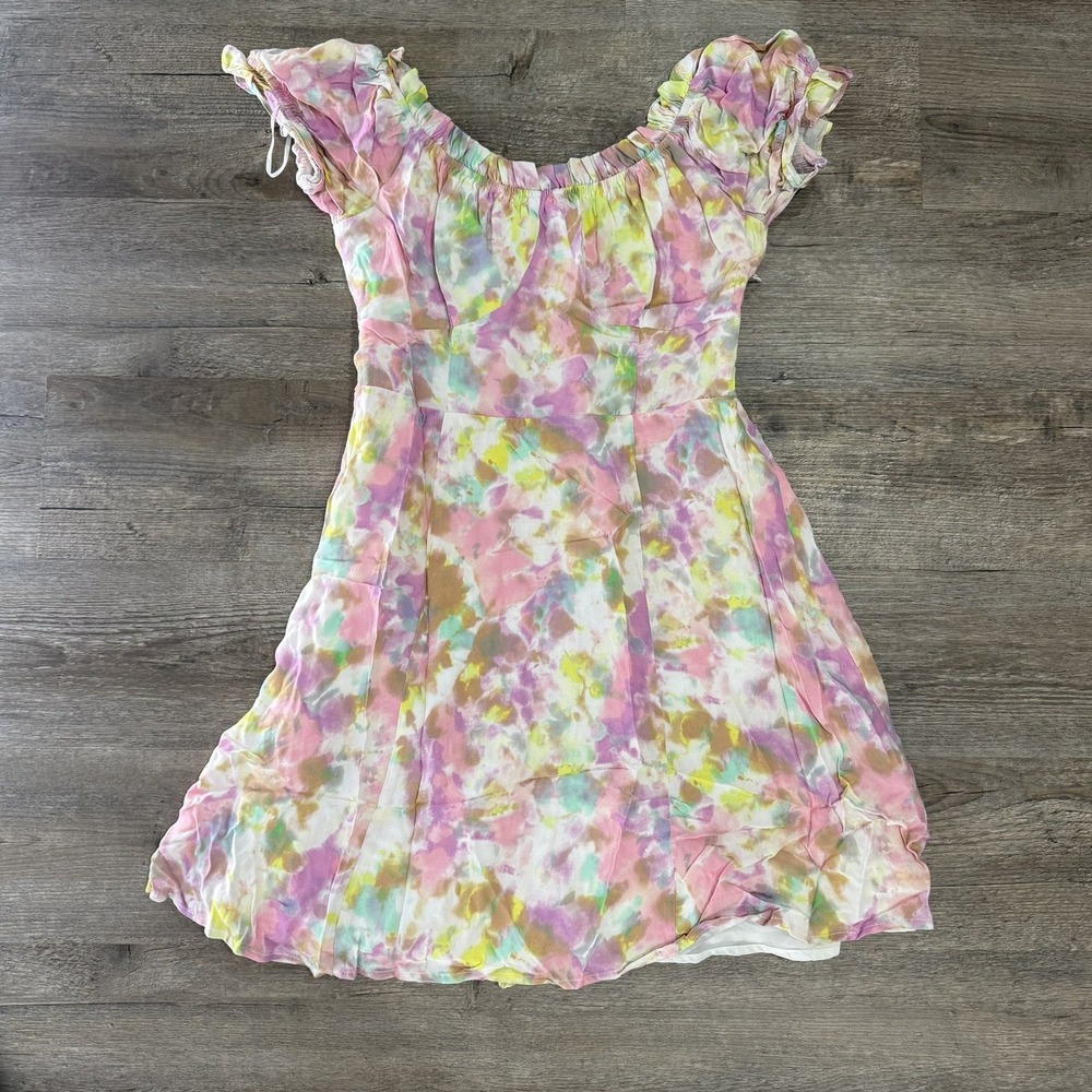 ASTR the Label Pastel Floral Puff Sleeve Mini Dress Size S
